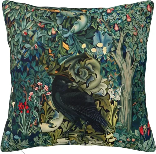 Vista 12 de Fundas de almohada William Morris diseño Strawberry Thief, fundas de almohada decorativas suaves para exteriores, fundas de almohada para decoración