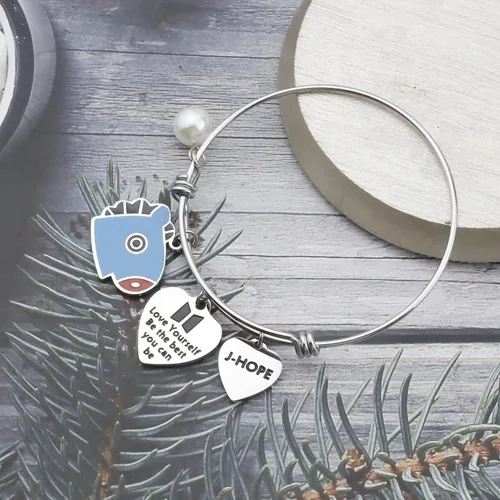 Vista 3 de Army Gifts Love Yourself Be The Best You Can Be Bracelet Inspirational Gift Star Lover Jewelry Star Fans Gift Music Lover Gifts