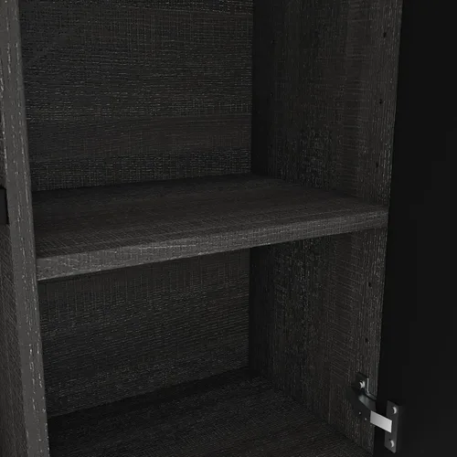 Vista 7 de Bestar Escritorio ejecutivo en forma de U o L con gabinete, negro y gris