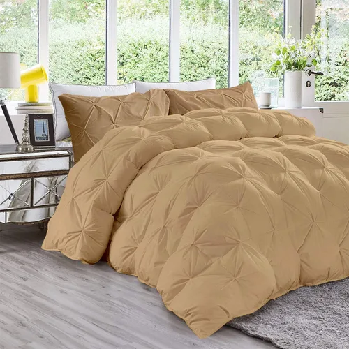 Vista 11 de Juego de edredón plisado de 3 piezas de 21.16 oz/m² para todas las estaciones (edredón + 2 fundas de almohada), relleno de edredón de algodón