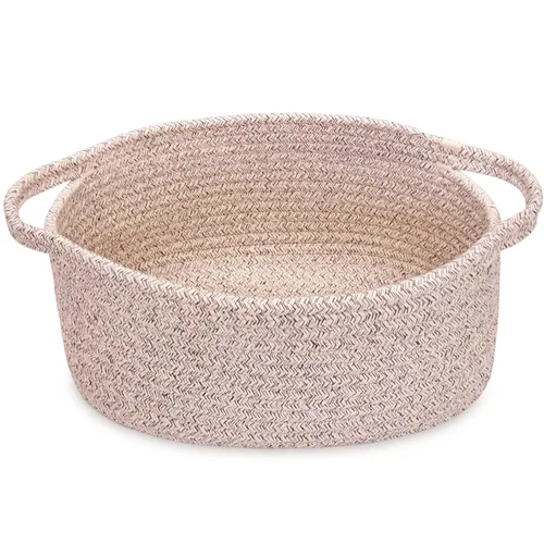 Vista 16 de ABenkle Cesta Pequeña con Asas - Contenedor de Almacenamiento Tejido de Cuerda Decorativo Duradero Cubo Organizador de Estante, Cesta de Regalo