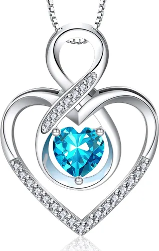 Vista 17 de RIVIKO Collar con símbolo de corazón infinito para mujer, plata de ley 925, dije de corazón de amor, día de la madre, aniversario, cumpleaños