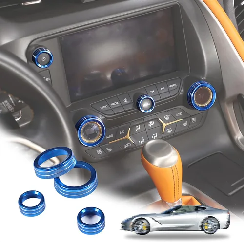 Vista 11 de Cobertura de Botón de Perilla de Volumen de AC para Consola Central Compatible con Chevrolet Corvette C7 2014-2019 Aleación de Aluminio Cobertura