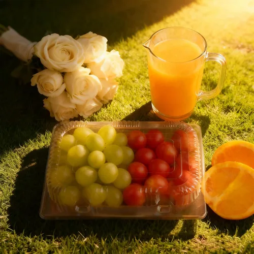 Vista 6 de Kaderron Contenedor de plástico desechable con bisagras – 70 recipientes de alimentos transparentes con forma de almeja, tamaño interno de 6.3