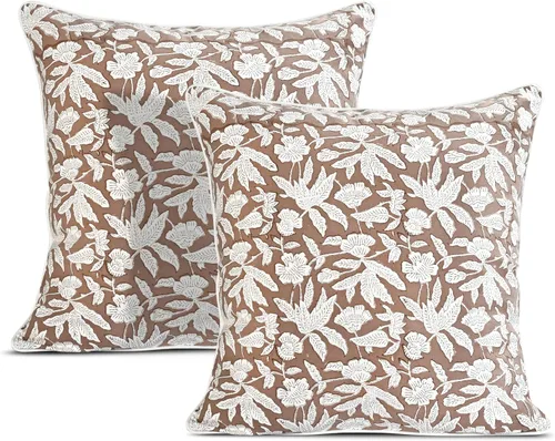 Vista 24 de Ridhi Juego de 2 fundas de almohada decorativas de 16 x 16 pulgadas con estampado de bloques de color azul aguamarina para sala de estar