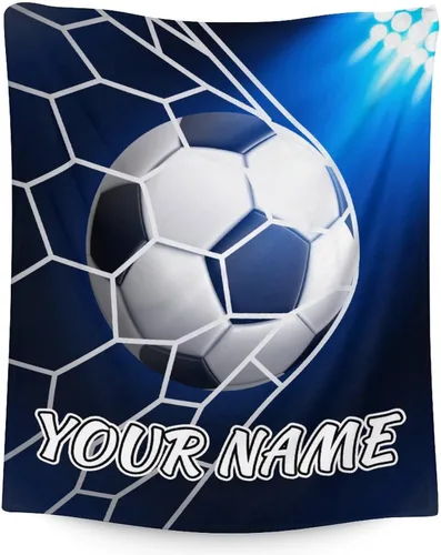 Vista 28 de Manta de fútbol para niños y niñas, tamaño regazo de 30 x 40 pulgadas, manta suave y acogedora, regalo para equipo de fútbol, manta deportiva azul