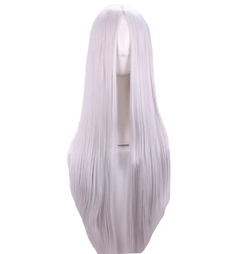 Vista 8 de S_SSOY 75cm/29.5" Pelucas largas rectas Cosplay Halloween sin flequillo peluca para mujeres Negro
