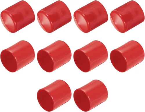 Vista 257 de uxcell 10 tapas de goma para extremos de 0.591 in de identificación, tapa de extremo redondo, protectores de rosca de tornillo, color negro