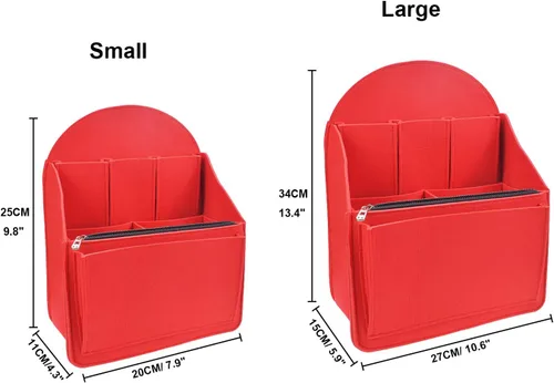 Vista 2 de Organizador de mochila de fieltro, organizador de bolso para hombres y mujeres, mochila mochila bolso de hombro (rojo, grande)