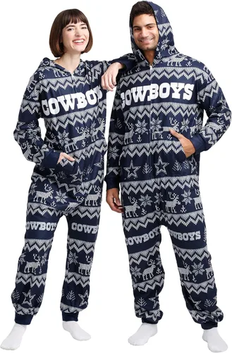 Vista 55 de FOCO Unisex NFL Team Logo Pajamas One Piece Onesie Patrón feo navideño