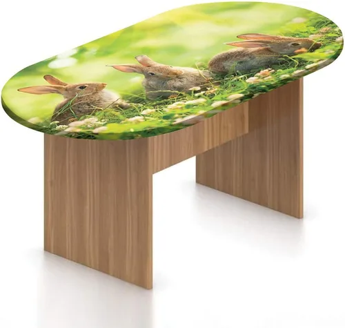 Vista 23 de Mantel ovalado ajustable para patio, decoración de animales, de poliéster, con bordes elásticos, estampado de koala y panda sentados en árboles