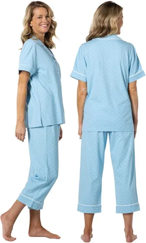 Vista 2 de PajamaGram Pijama de algodón para mujer - Conjunto de pijama capri para mujer, 100% algodón