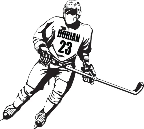 Vista 8 de Calcomanía de pared personalizada de jugador de hockey con nombre y número personalizados, arte de pared de vinilo para entusiastas