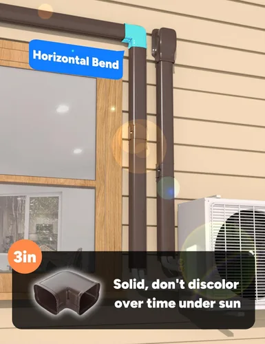 Vista 5 de Juego de cubierta de codo plano marrón, cubierta de nivel flexible, accesorios para acondicionadores de aire sin conductos y bombas de calor