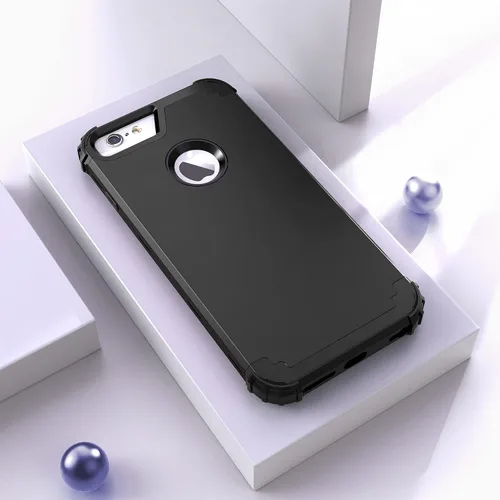 Vista 3 de IDweel Funda para iPhone 6S Plus con protector de pantalla de vidrio templado, para iPhone 6 Plus, 3 en 1, a prueba de golpes, delgada, híbrida