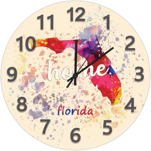 Vista 10 de UFunhome Reloj de pared con mapa del estado de Nevada, acuarela, Estados Unidos, reloj redondo de madera, funciona con pilas, silencioso, sin