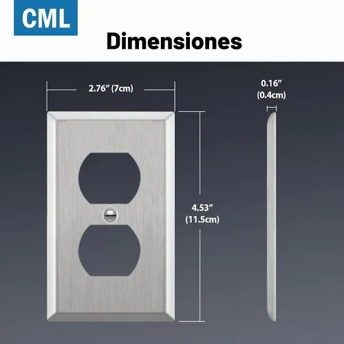 Vista 5 de CML Placa de Pared de Metal para Receptáculo Dúplex, Cubiertas de Tomacorriente de Acero Inoxidable de 1 Gang, Paquete de 20 Placas de Interruptor