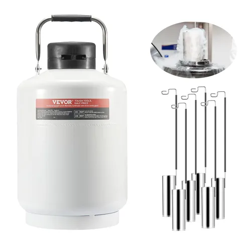 Vista 9 de VEVOR Tanque de nitrógeno líquido, Contenedor de nitrógeno líquido de aleación de aluminio de 6 L, Tanque LN2 Dewar con 6 botes y bolsa