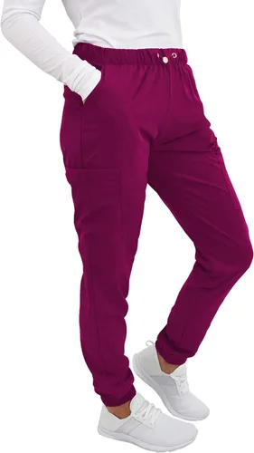 Vista 9 de Pantalones quirúrgicos Green Town para mujer - Pantalón quirúrgico jogger, bolsillos cargo, tela elástica, cordón de ajuste, fácil cuidado Negro