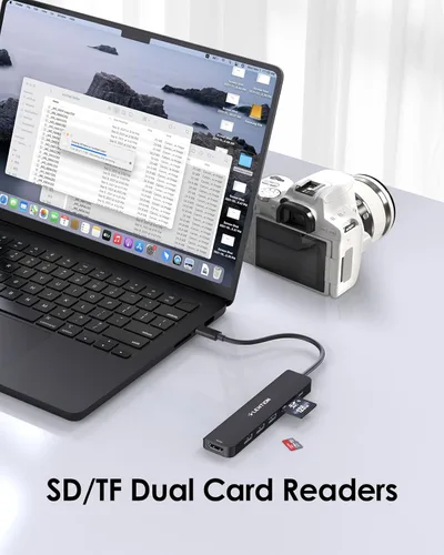 Vista 3 de LENTION Hub USB C con carga de 100 W, HDMI 4K a 60 Hz, lector de tarjetas dual, USB 3.0 y 2.0 compatible con MacBook Pro 2025-2016, nuevo Mac