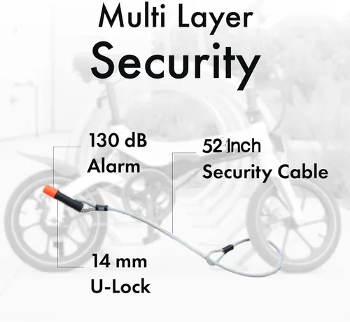 Vista 3 de Blackstone Alarma antirrobo de 130 dB con bloqueo en U resistente con cable de seguridad (alarma U-Lock con cable)