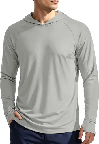 Vista 20 de KEFITEVD Sudadera con capucha de manga larga para hombre con protección solar UPF 50+ SPF de secado rápido Azur