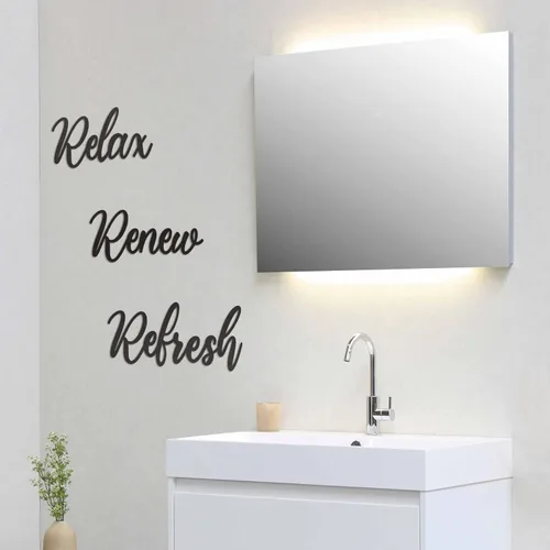 Vista 7 de Vivegate Letrero de metal para pared, 20 x 19 pulgadas, 3 unidades, color negro, moderno, hermoso, relajante, renovar, renovar, renovar, decoración