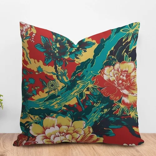 Vista 61 de ArogGeld Funda de almohada blanca con flores chinoiserie, funda de almohada para sofá, diseño floral verde y blanco, funda de almohada de lino A-12