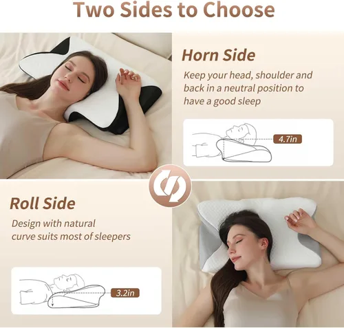 Vista 2 de MOYEE Cervical Memory Foam Pillow for Neck and Shoulder Support，Black
