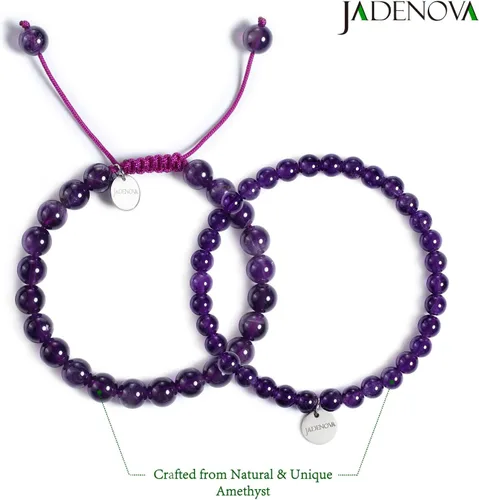 Vista 2 de JADENOVA - Brazalete de piedras de yoga para parejas Amatista