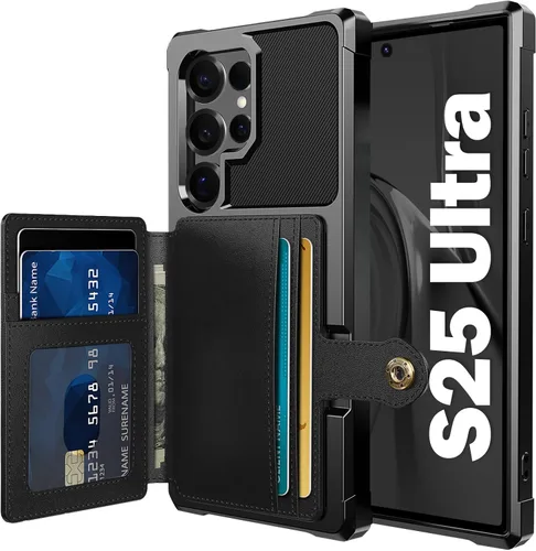 Vista 123 de Funda para Samsung Galaxy S21 Ultra con tarjetero, compatible con soporte magnético para automóvil, resistente a los golpes, resistente, suave, TPU