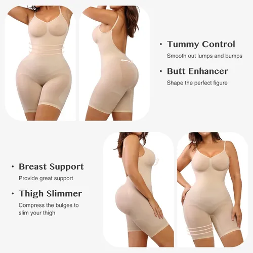 Vista 4 de FeelinGirl Body de espalda baja para mujer, con control de abdomen, sin costuras, moldeador de cuerpo