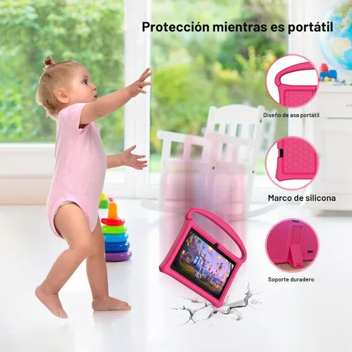 Vista 4 de Tablet infantil de 7 pulgadas, edad 3-10, Android 13 PAD para niños, 32 GB ROM educativo Pad Quad-Core con funda a prueba de golpes para niños