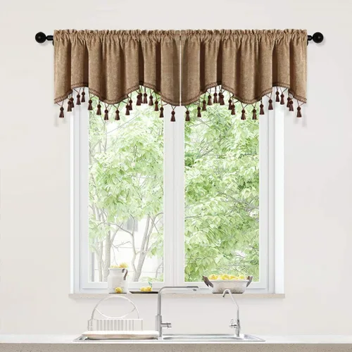 Vista 30 de Cortinas de doble cara de felpilla para cortina de cocina, cenefa para sala de estar