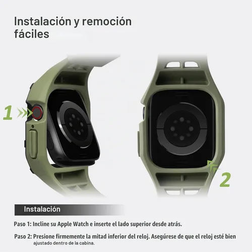 Vista 6 de Nereides - Correa de reloj compatible con Apple Watch de 45 y 44 mm, para iWatch Series 9/8/7/6/5/4/SE/SE2, estuche resistente de alta resistencia