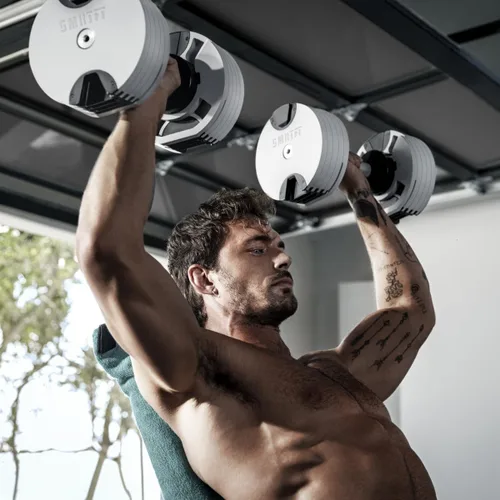 Vista 4 de Gronk Fitness - Mancuernas ajustables NUOBELL 5–80 lb Set Original NUOBELL 22 Pesos en 1 para entrenamiento de fuerza en el gimnasio en casa