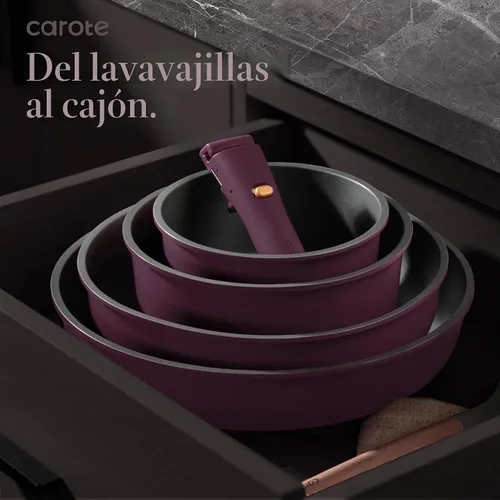 Vista 4 de CAROTE Juego de 38 ollas y sartenes con cuchillo, mango desmontable