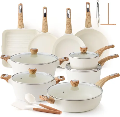 Vista 8 de SENSARTE Juegos de Utensilios de Cocina de Cerámica, Juego de Ollas y Sartenes Antiadherentes, Utensilios de Cocina de Inducción No Tóxicos
