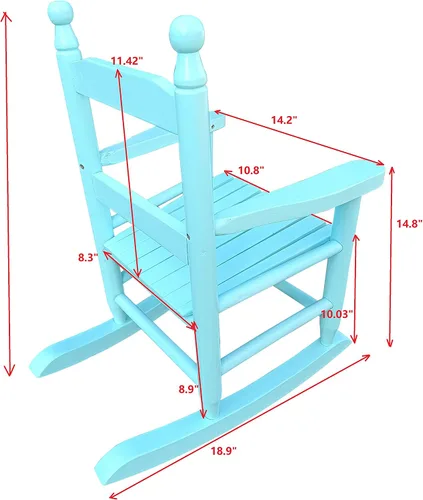 Vista 2 de Mecedora para niños, mecedora de madera para interiores y exteriores para niños y niñas