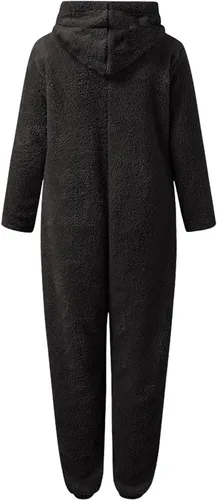 Vista 6 de Pijama con capucha de invierno para mujer, de una pieza, con estampado de vaca, con cierre completo, de manga larga, de felpa