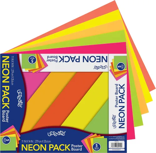 Vista 13 de UCreate Tablero de póster con revestimiento de neón, 5 colores surtidos, 11 Varios