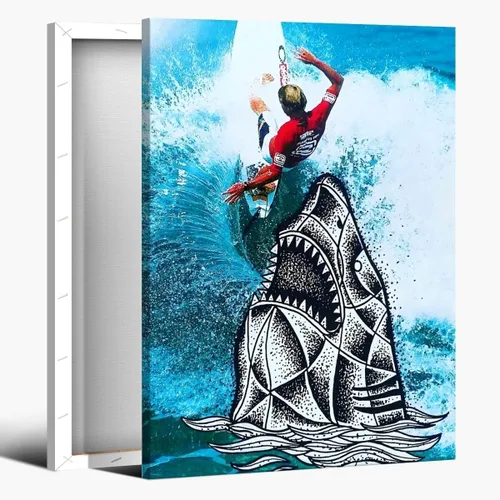 Vista 23 de Póster retro de surf fresco, arte de pared en blanco y negro, pósteres estéticos de habitación, arte de pared vintage del océano, pintura en lienzo