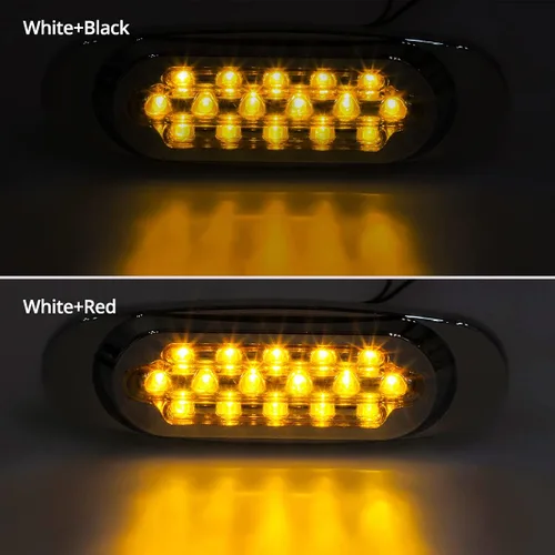 Vista 3 de Partsam 14 luces intermitentes de 6.5 pulgadas, color ámbar, 16 LED, cromadas, montaje empotrado, luces de liquidación para remolque semirremolque
