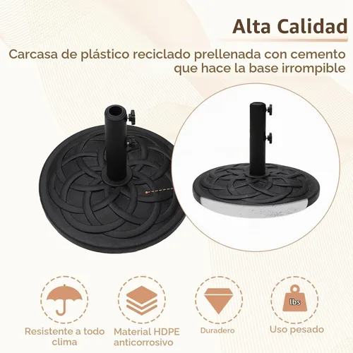 Vista 2 de C-Hopetree Base redonda resistente de 26 libras para sombrilla de mesa de mercado de patio al aire libre, color negro