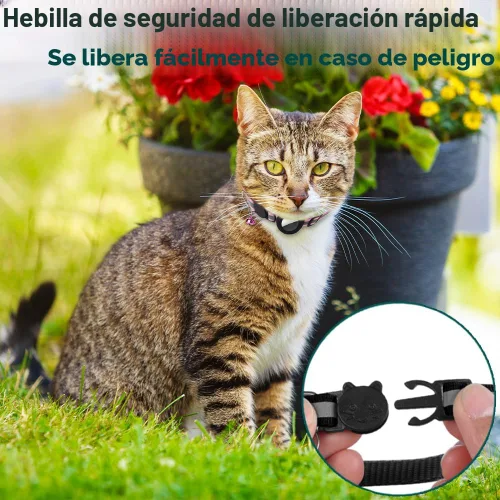 Vista 3 de Collar de Gato Airtag Separable, Collar Reflectante para Gatito con Soporte para Apple Air Tag y Campana para Gatos Niña y Niño, 0.4 Pulgadas