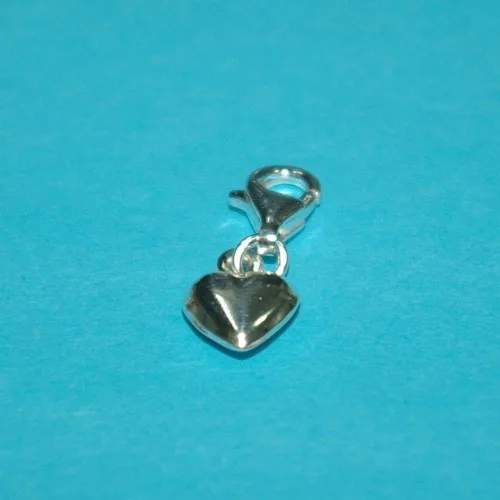 Vista 2 de Colgante de plata de ley 925 con clip de corazón de 0.354 in con cierre de pinza de langosta de 0.433 in