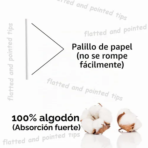 Vista 5 de Hisopos de algodón grueso con palo de papel con punta de precisión y aplanada, 375 piezas, excelentes herramientas de belleza para maquillaje eficaz