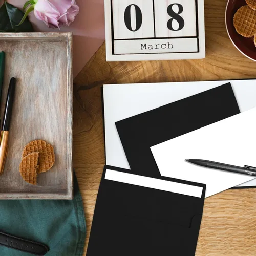 Vista 6 de 50 paquetes de sobres de invitación, sobres para postales, sobres A2 negros, sobres para invitaciones, sobres para tarjetas de 4.5x5.5 pulgadas