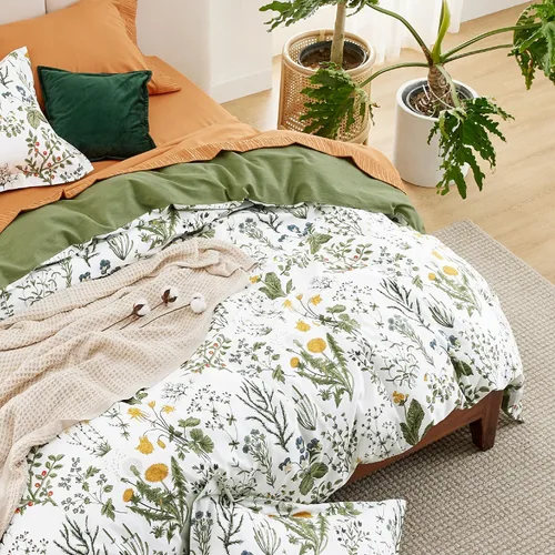 Vista 6 de Bedsure - Juego de funda de edredón para cama individual - Juego de funda de edredón reversible de flores de algodón 100 % con cierre de cremallera