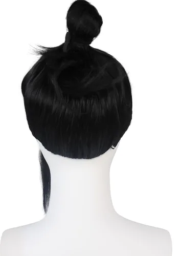 Vista 9 de DAZCOS Geto Suguru - Peluca de cosplay, accesorios de disfraz de anime JJK para Halloween (negro B)